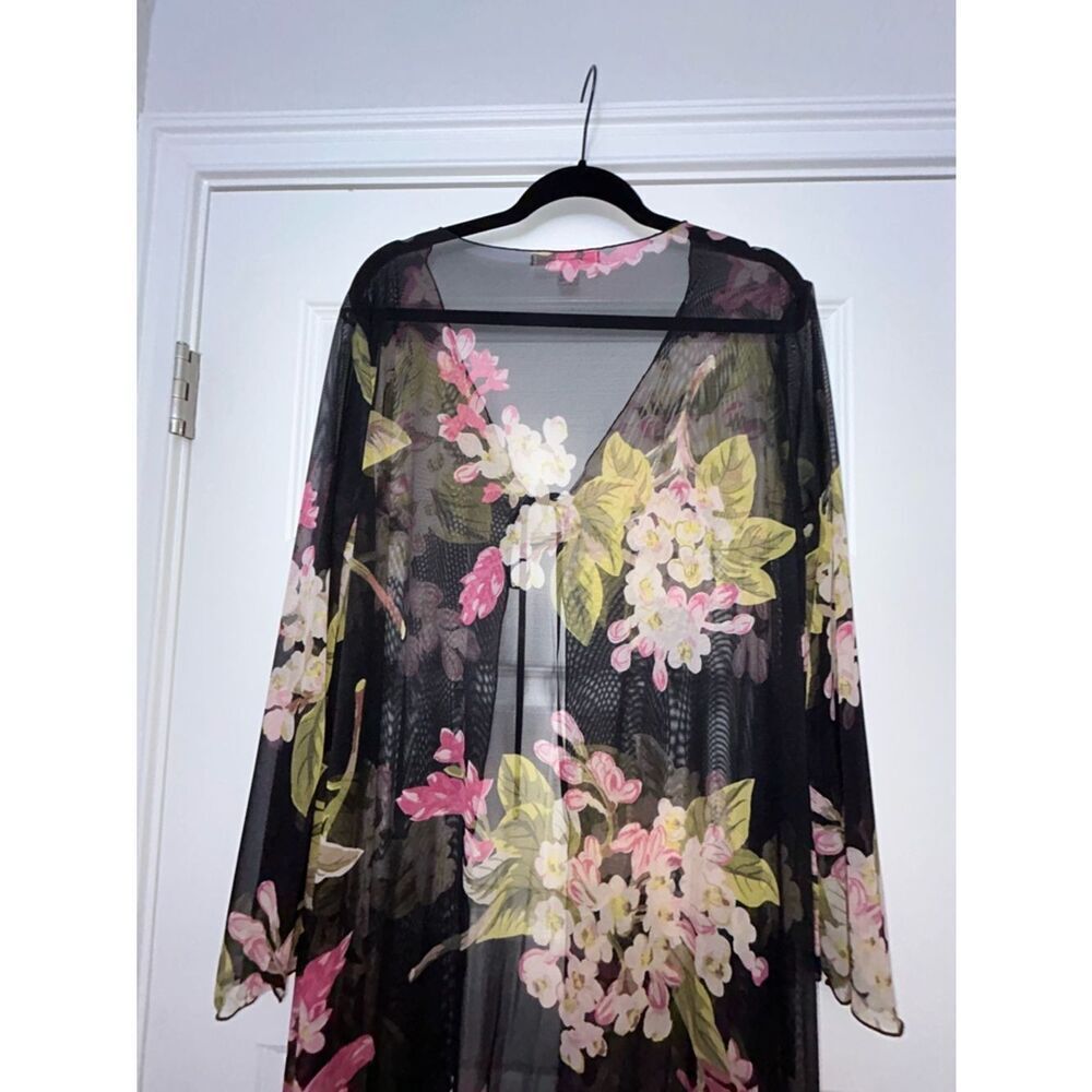 Victoria’s Secret Floral Print Tie at Top Long Sleeve Sheer Robe - Picture 12 of 13